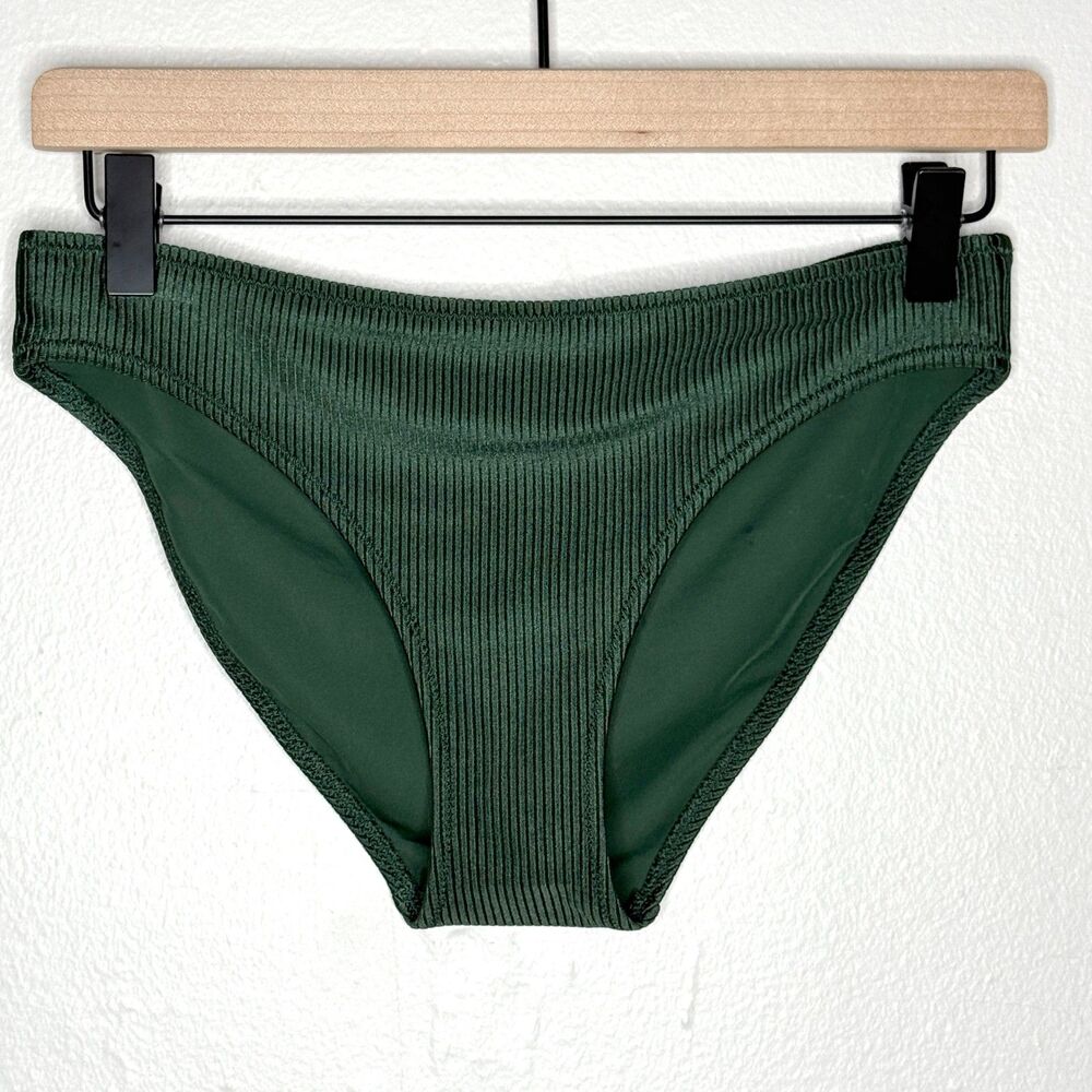 Aerie NWT Womens Bikini Bottom Medium Green Ribbed Shine Full Coverage Beach‎ - Picture 3 of 8
